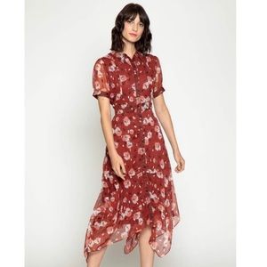 Walter Baker smith red gold midi dress